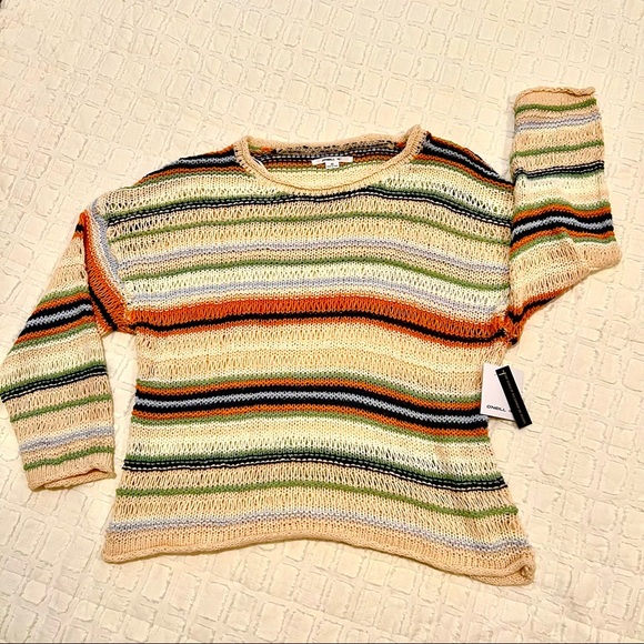 O’Neill Striped Open Weave Cotton Blend Sweater NWT - Picture 3 of 7